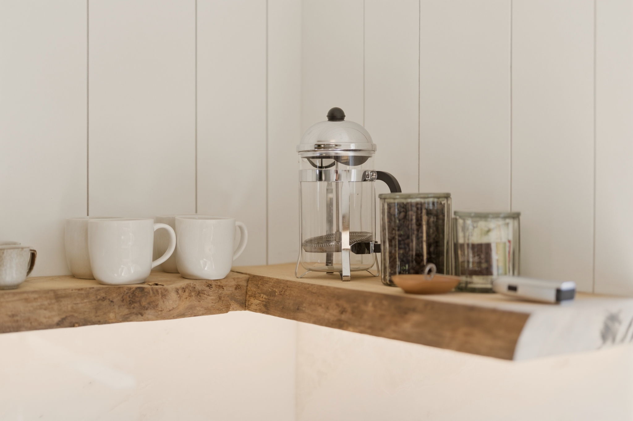 In the Pacific Northwest, coffee is ritual. Wake slowly to peaceful mornings with premium whole-bean coffee and your brewing method of choice—French press, pour-over or Nespresso—plus a grinder, frother, sugar, and cream for the perfect start to your day.