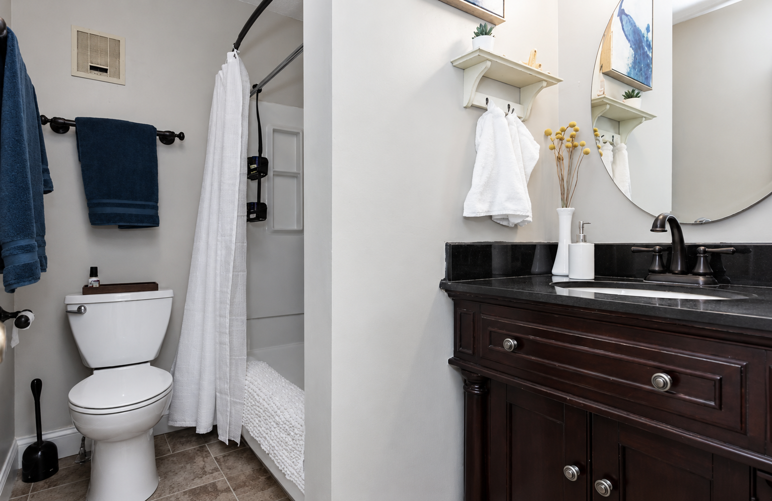 Clean, modern bathrooms stocked with essentials