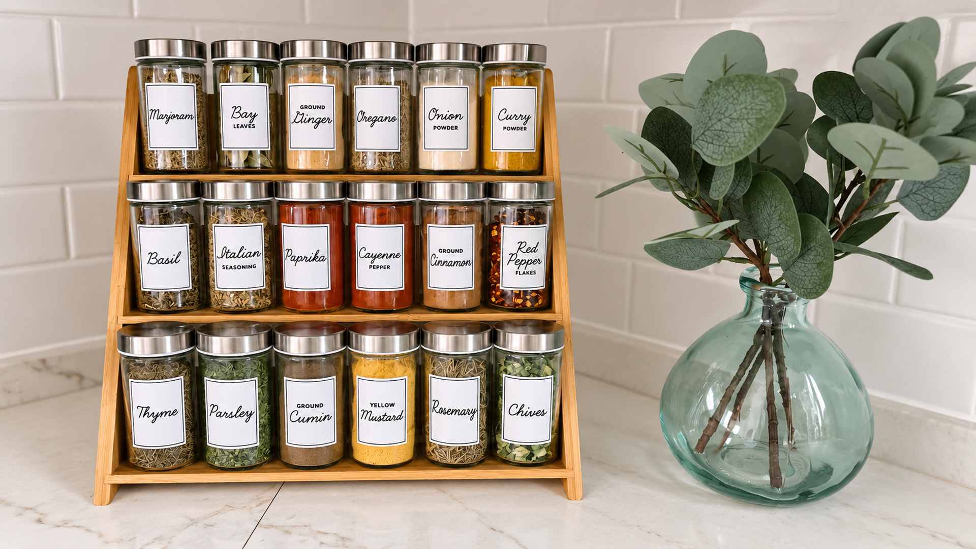 Thoughtful kitchen extras include a stocked spice collection for home cooking.