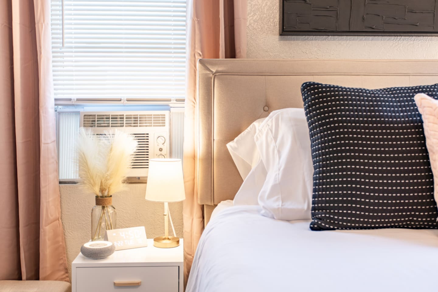 Bedside Table with Lamp.