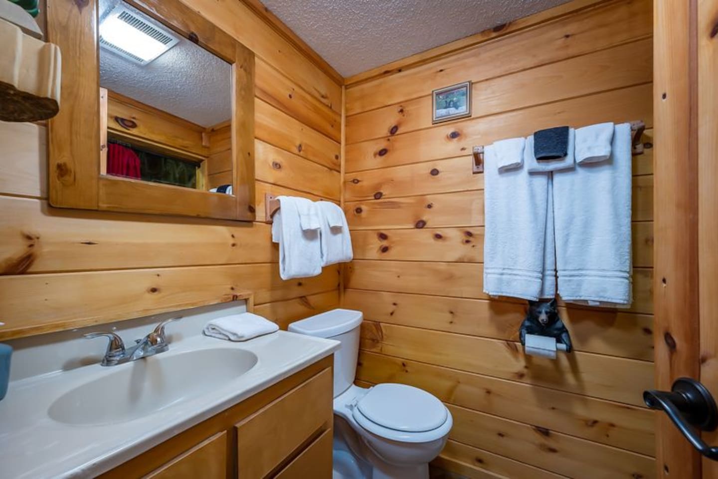 Main floor bath with hand crafted walk in stone -spa shower