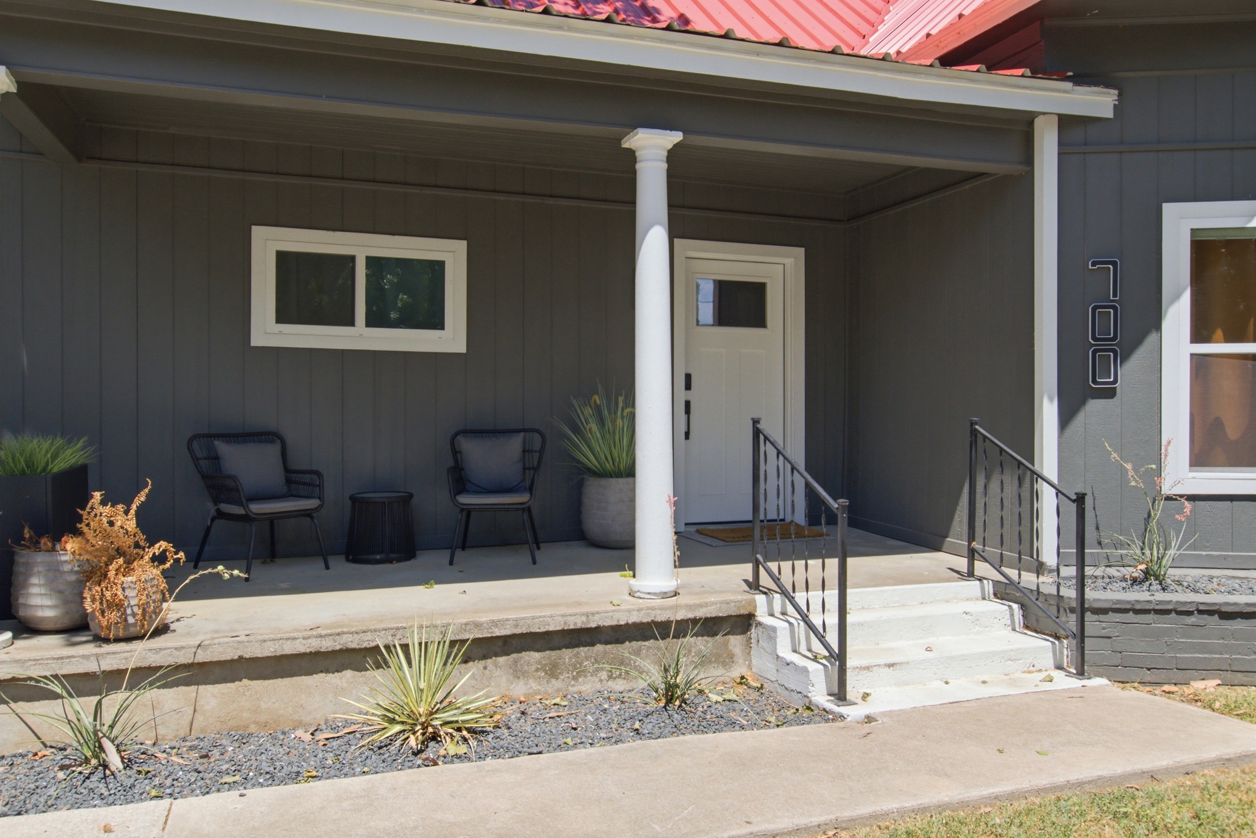 Sip your morning coffee on the stylish porch, soaking in the Texas sunshine!