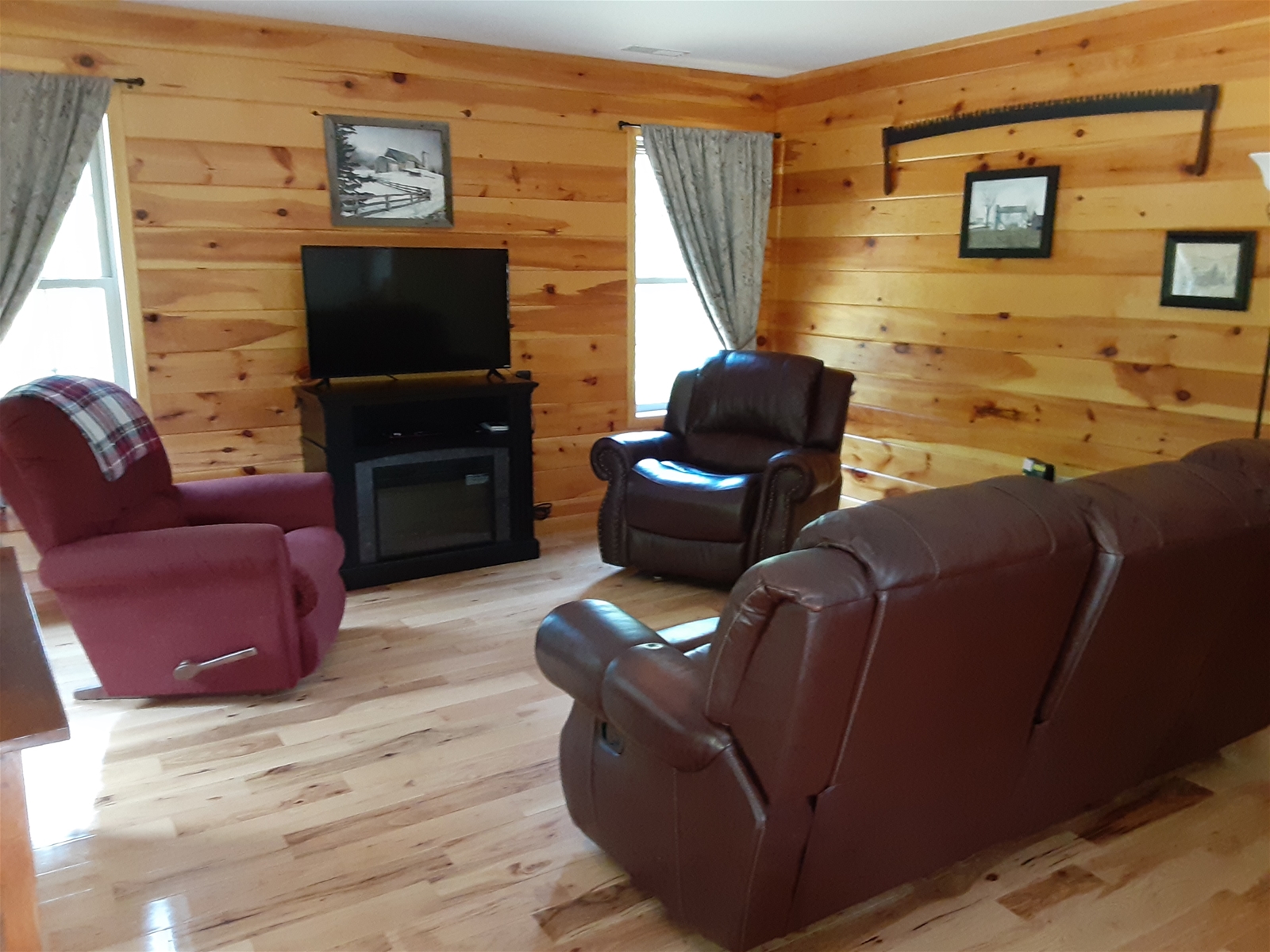 Comfortable seating provides plenty of space for your group to gather, whether you’re watching a movie, playing games, or simply unwinding by the soft glow of the evening.