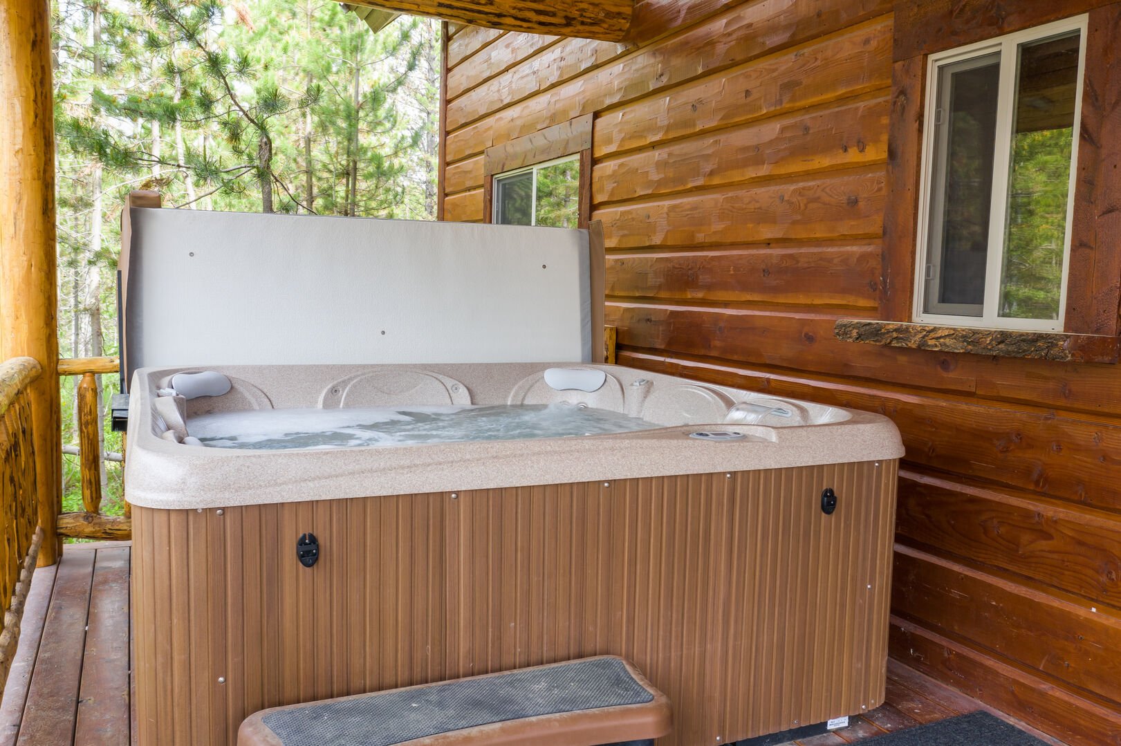 6 person hot tub, perfect for relaxing after a long day of outdoor fun!