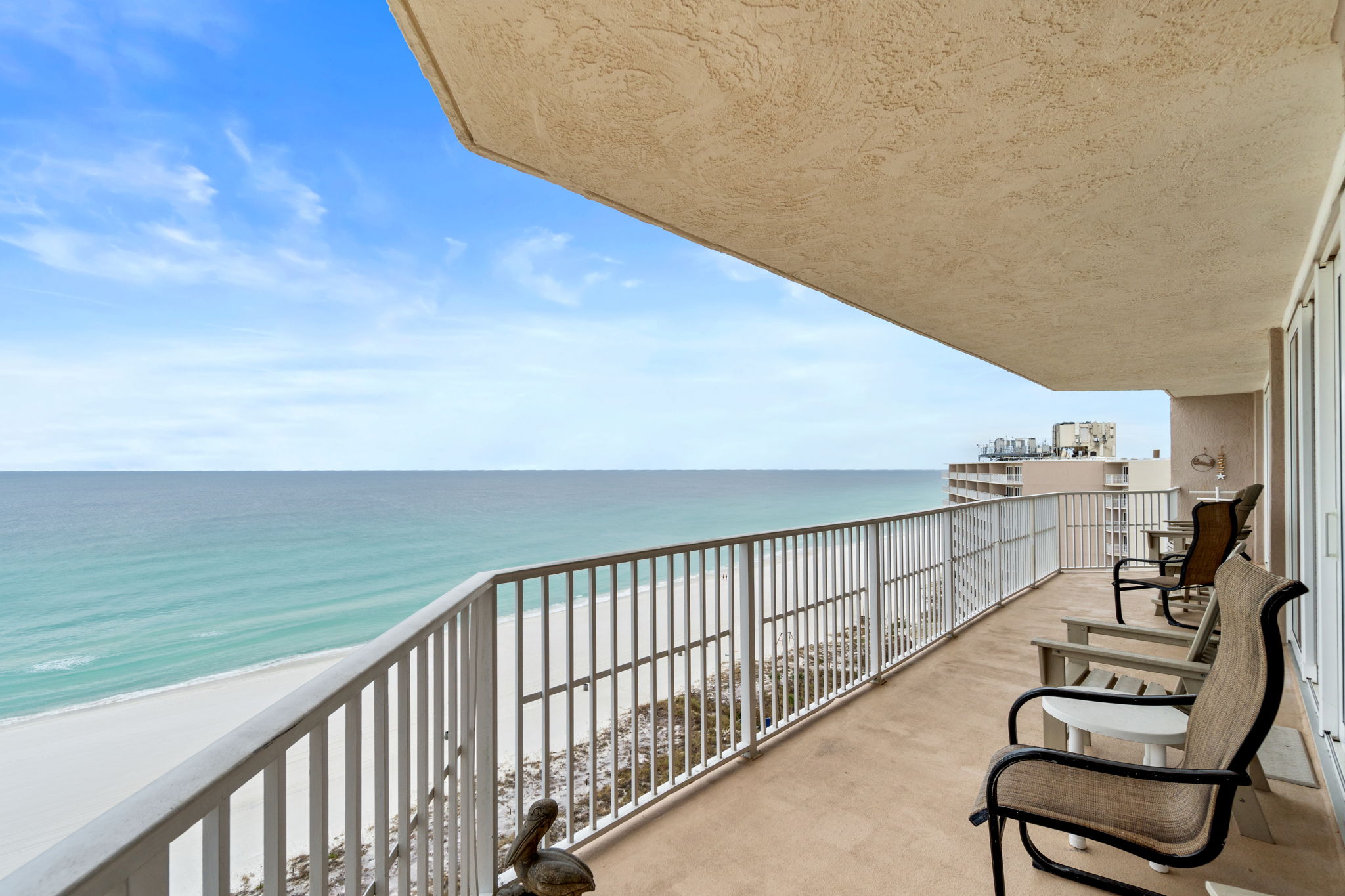Beach View from Large Balcony with outdoor seating