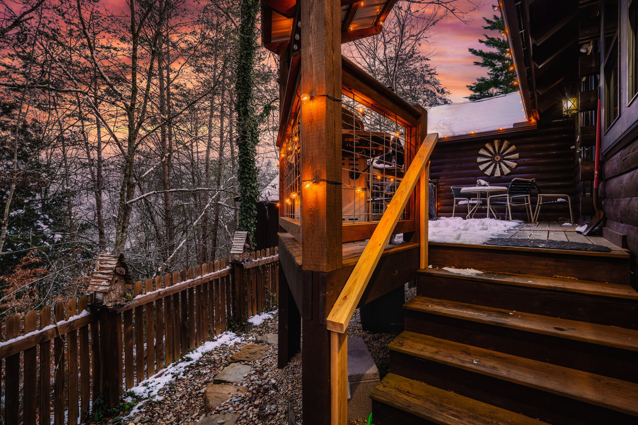 Get comfortable and enjoy a beverage on the private back deck