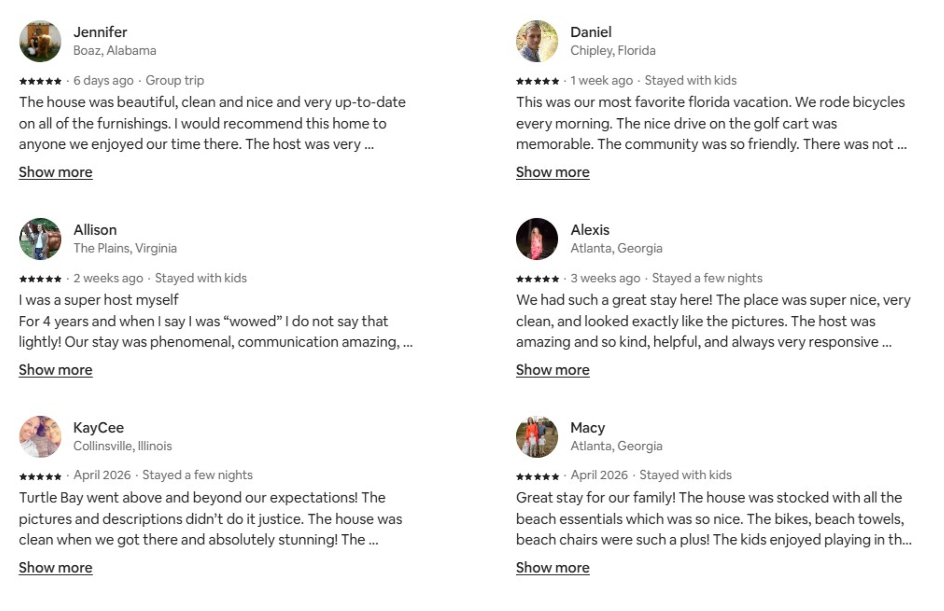 Testimonials from past Turtle Bay at WindMark Beach guests!