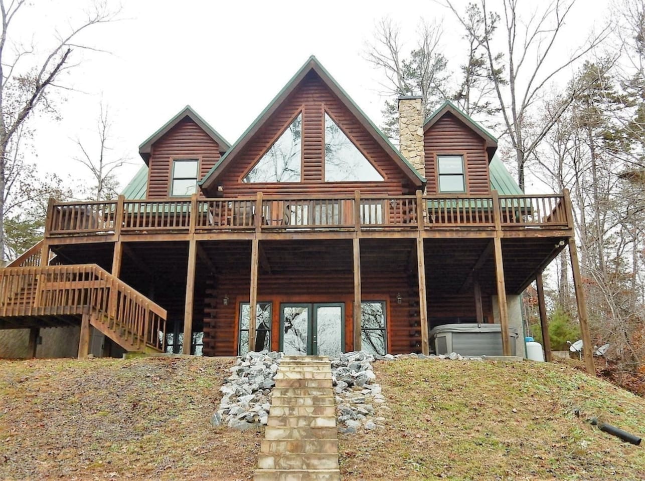 Looking up to the cabin