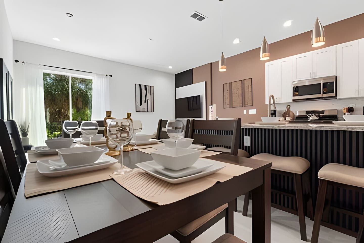 Spacious dining area, perfect for family meals.