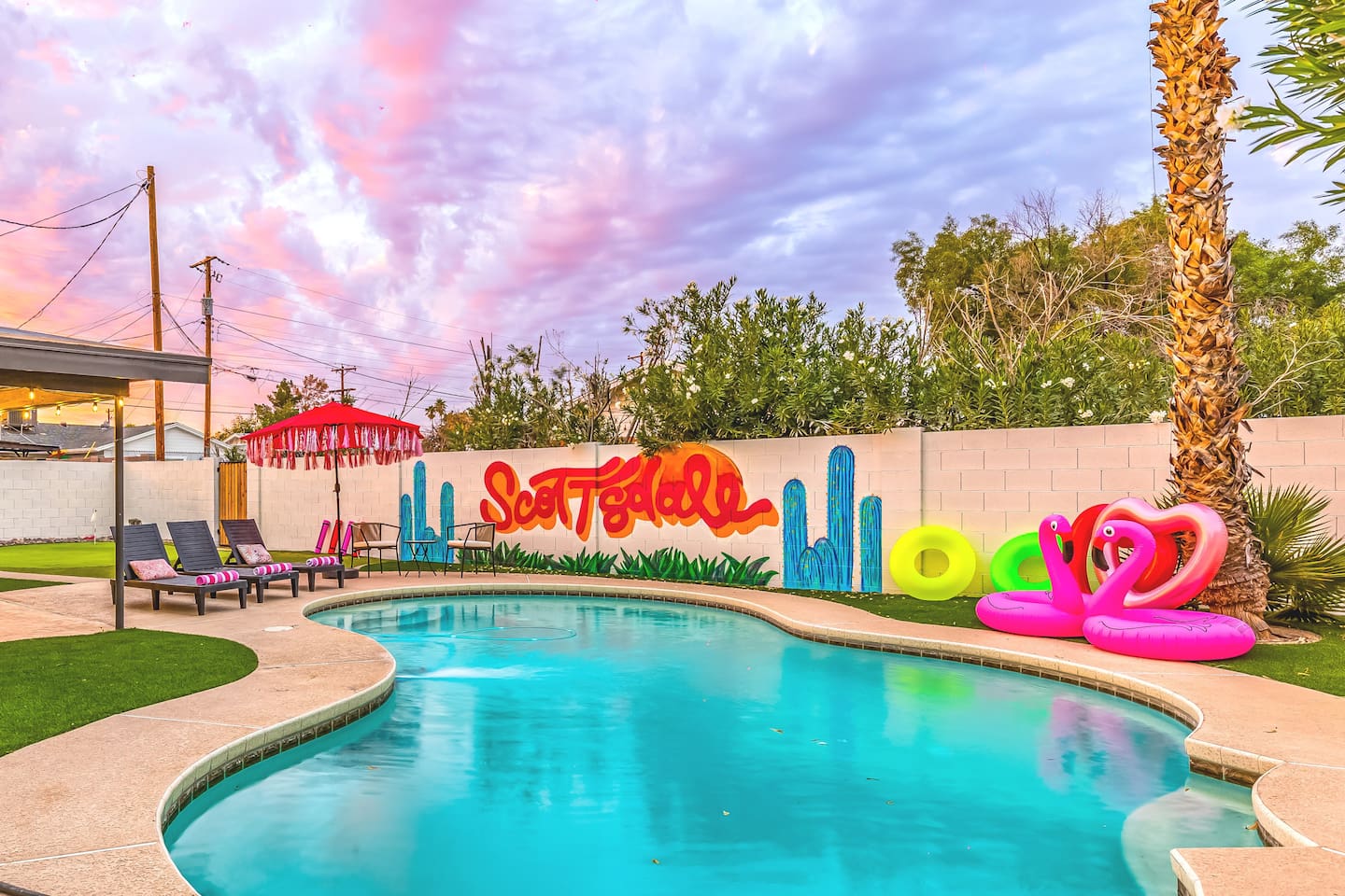 Watch the sky light up with color during golden hour as the pool transforms into a dreamy oasis.

