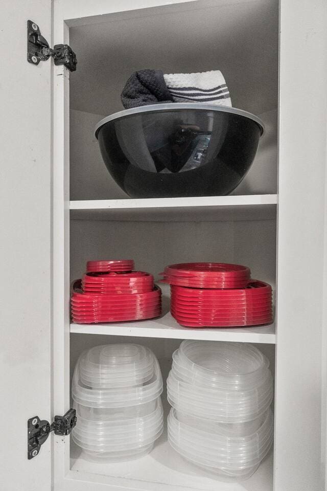 Plastic containers.