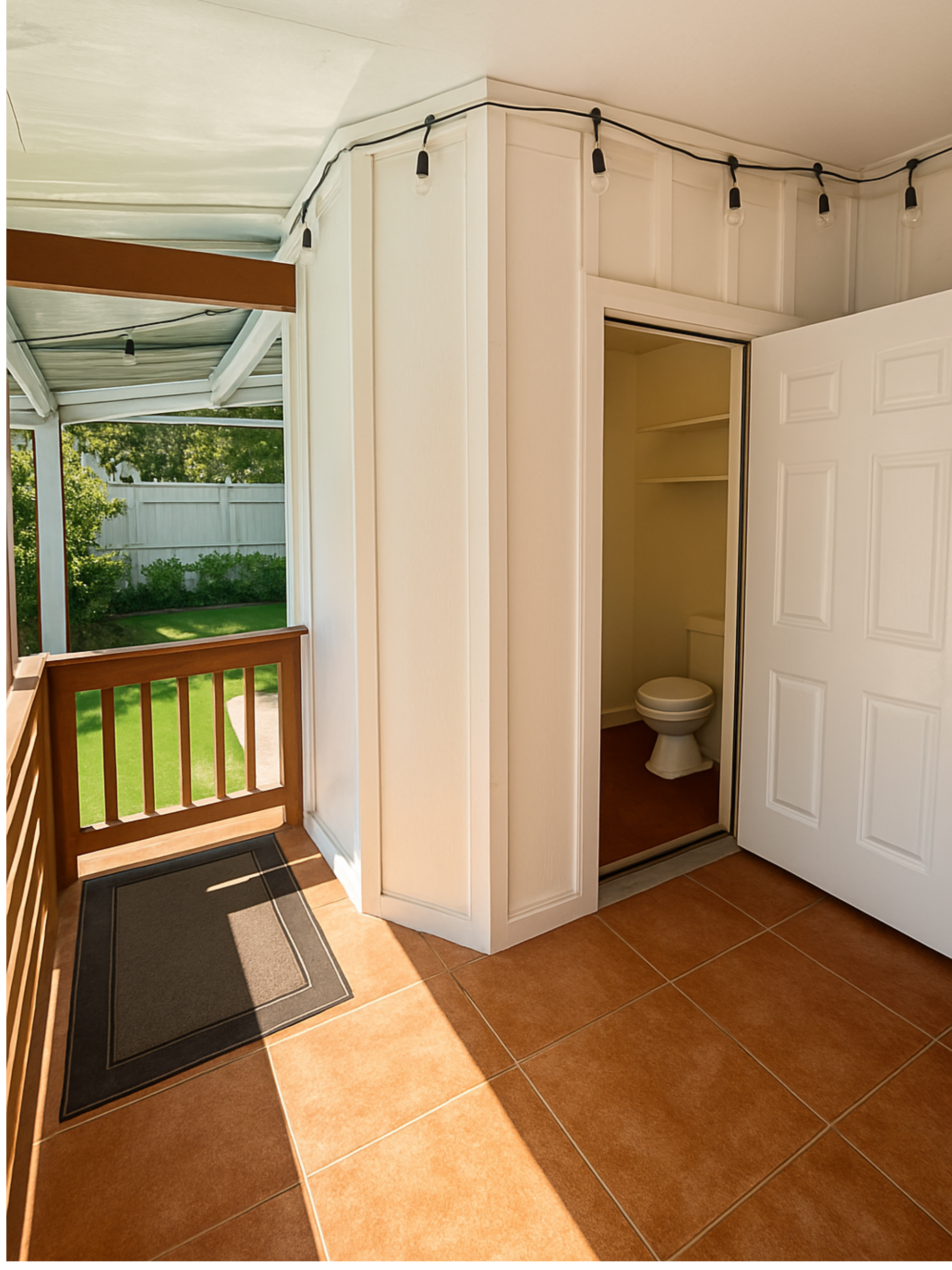 Patio bathroom for pool