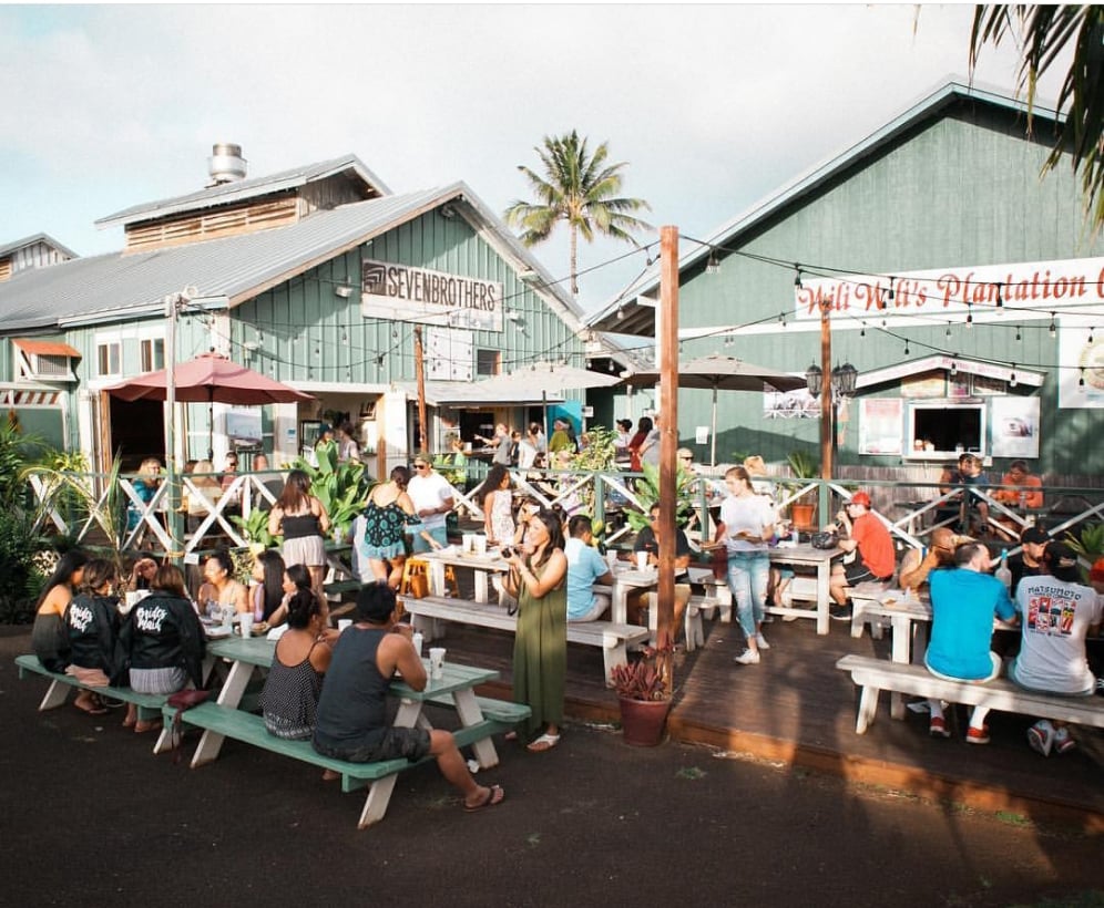 Seven Brother's Restaurant. The best Coconut Shrimp and Burgers on the island just across the street., so you can walk!