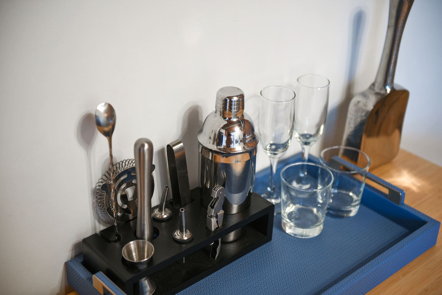 Every apartment comes with a bar setup