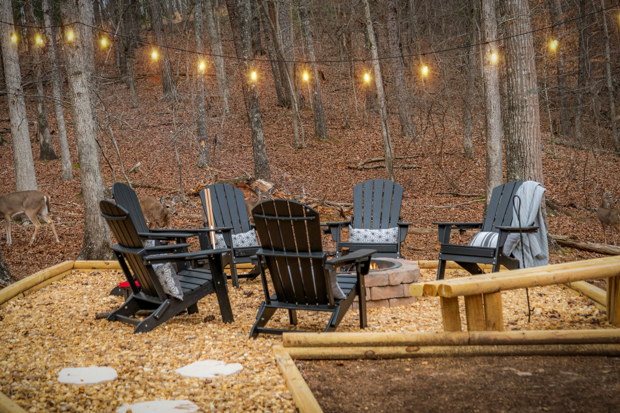 Relax, unwind, and toast marshmallows at the cabin’s outdoor firepit 🔥🍫