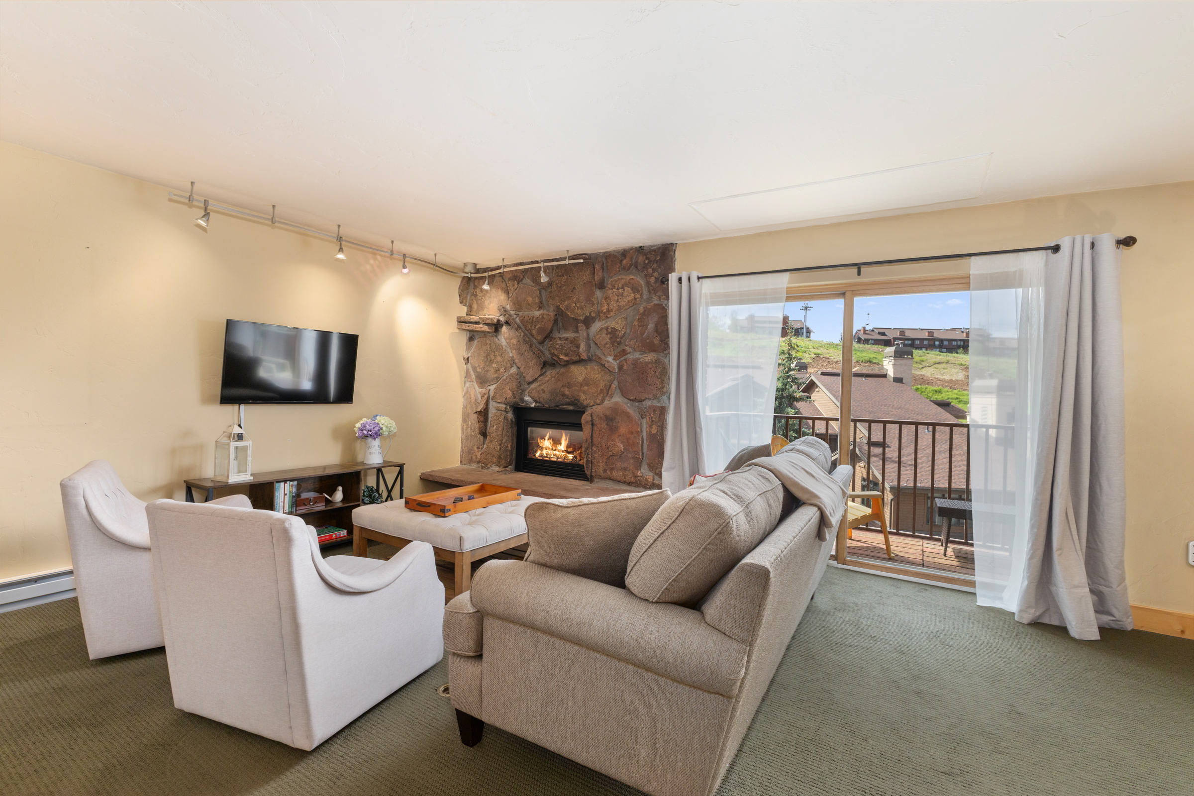 Gas Fireplace | Cozy Living Room | Scenic View