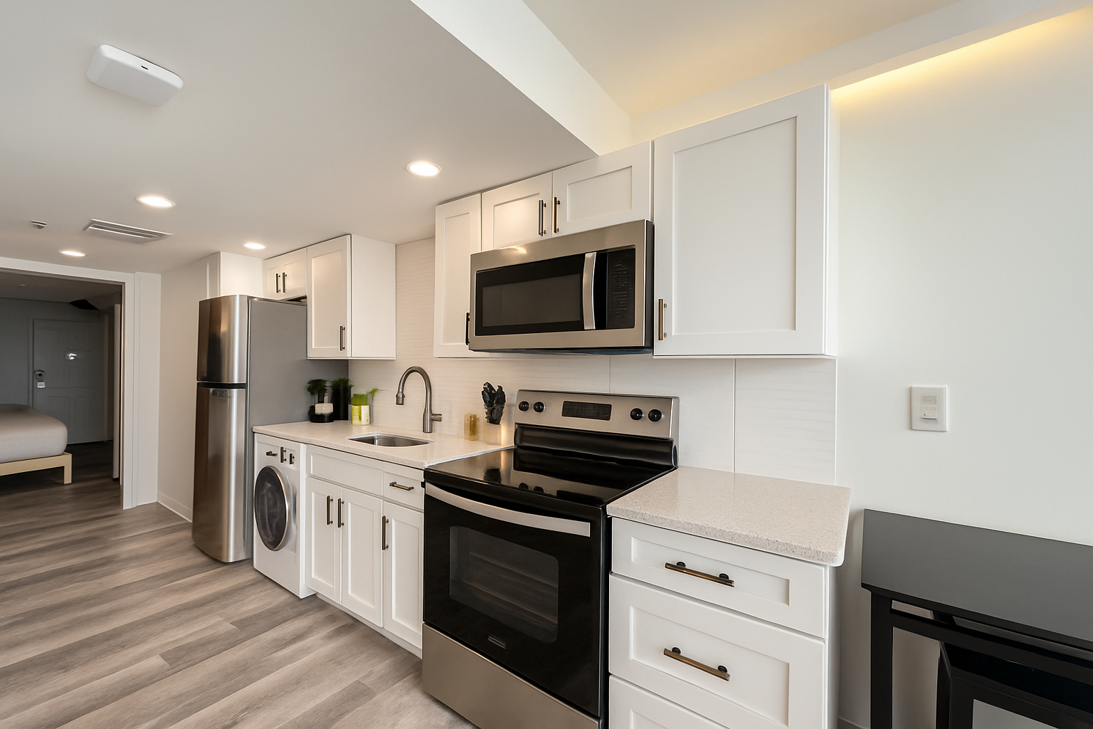 Fully stocked kitchen stainless appliances 