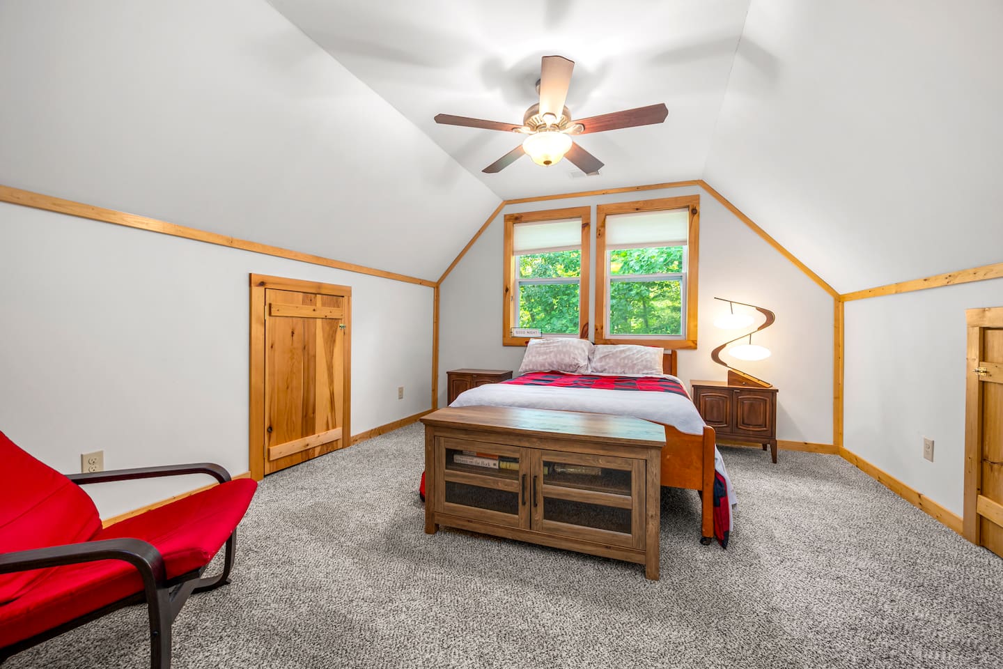 Bedroom #3 located on the upper level of the cabin full bed