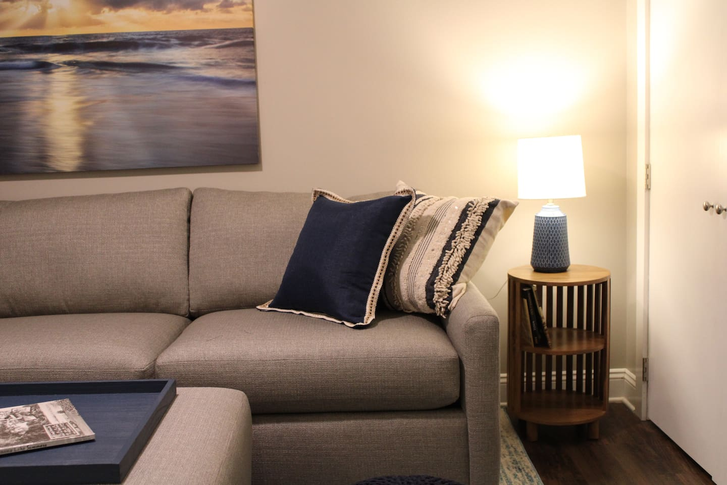 A comfortable Queen sofa bed is available in the Garden Level Living Room.