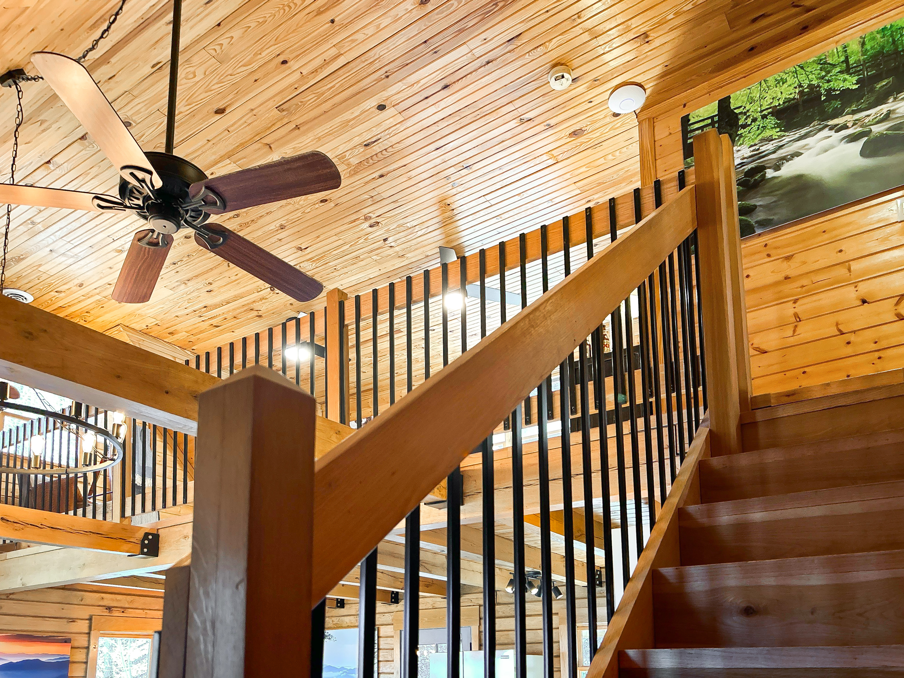 The lofted space brings the cabin an extra bit of charm.