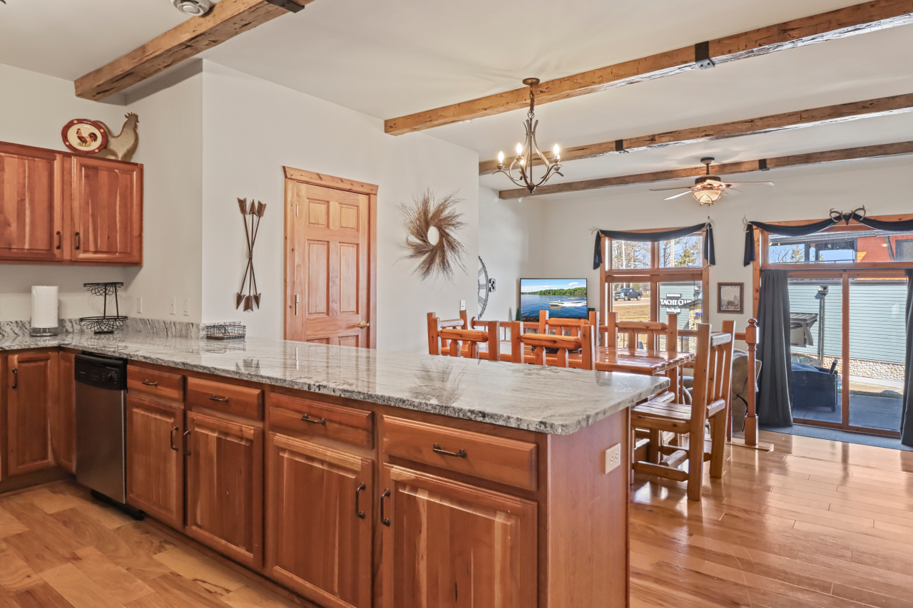 Open kitchen and dining area