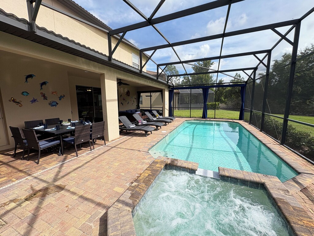 Large overhang provides shade whenever you want it