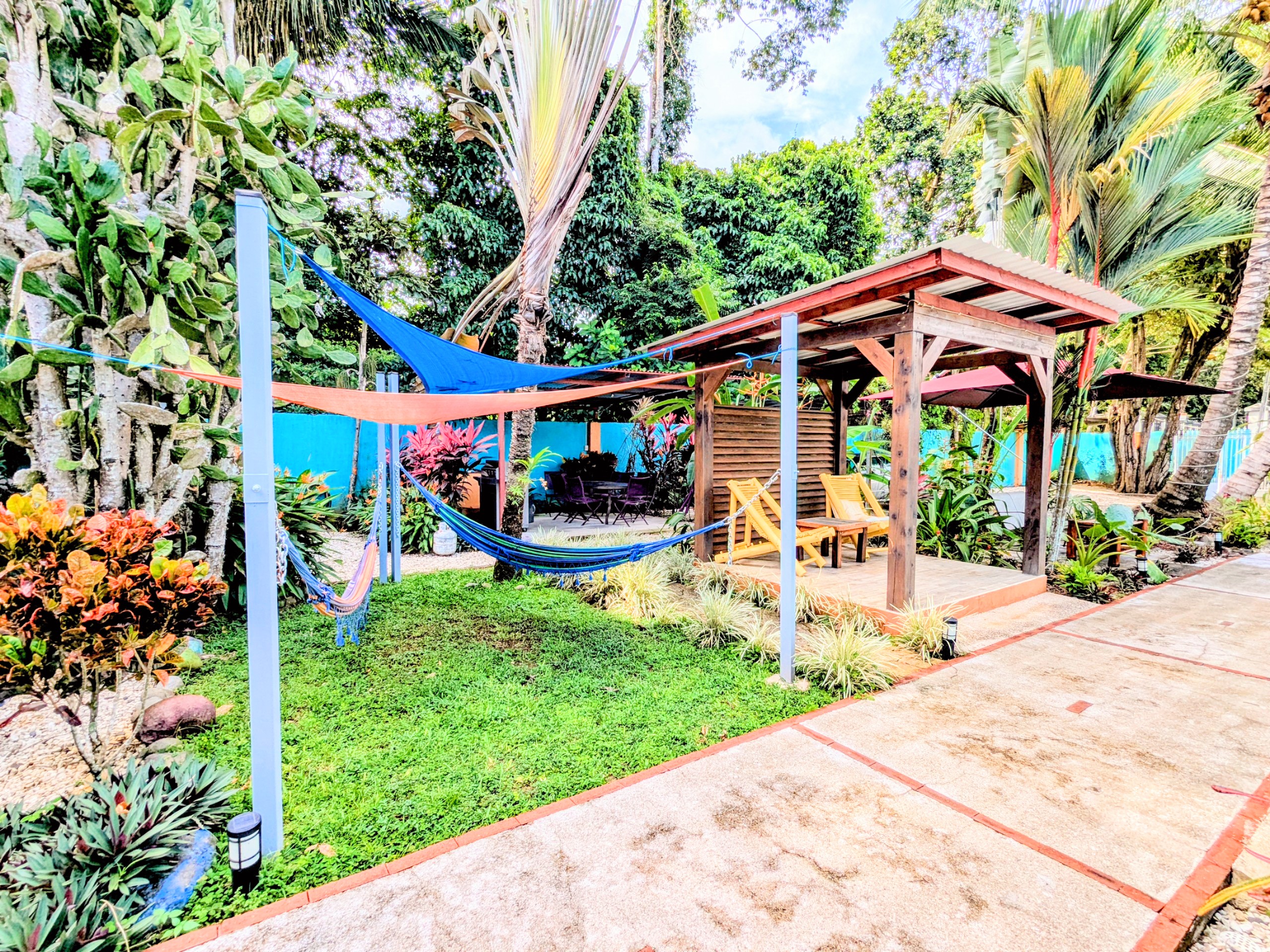 Hammock and sitting areas in the garden