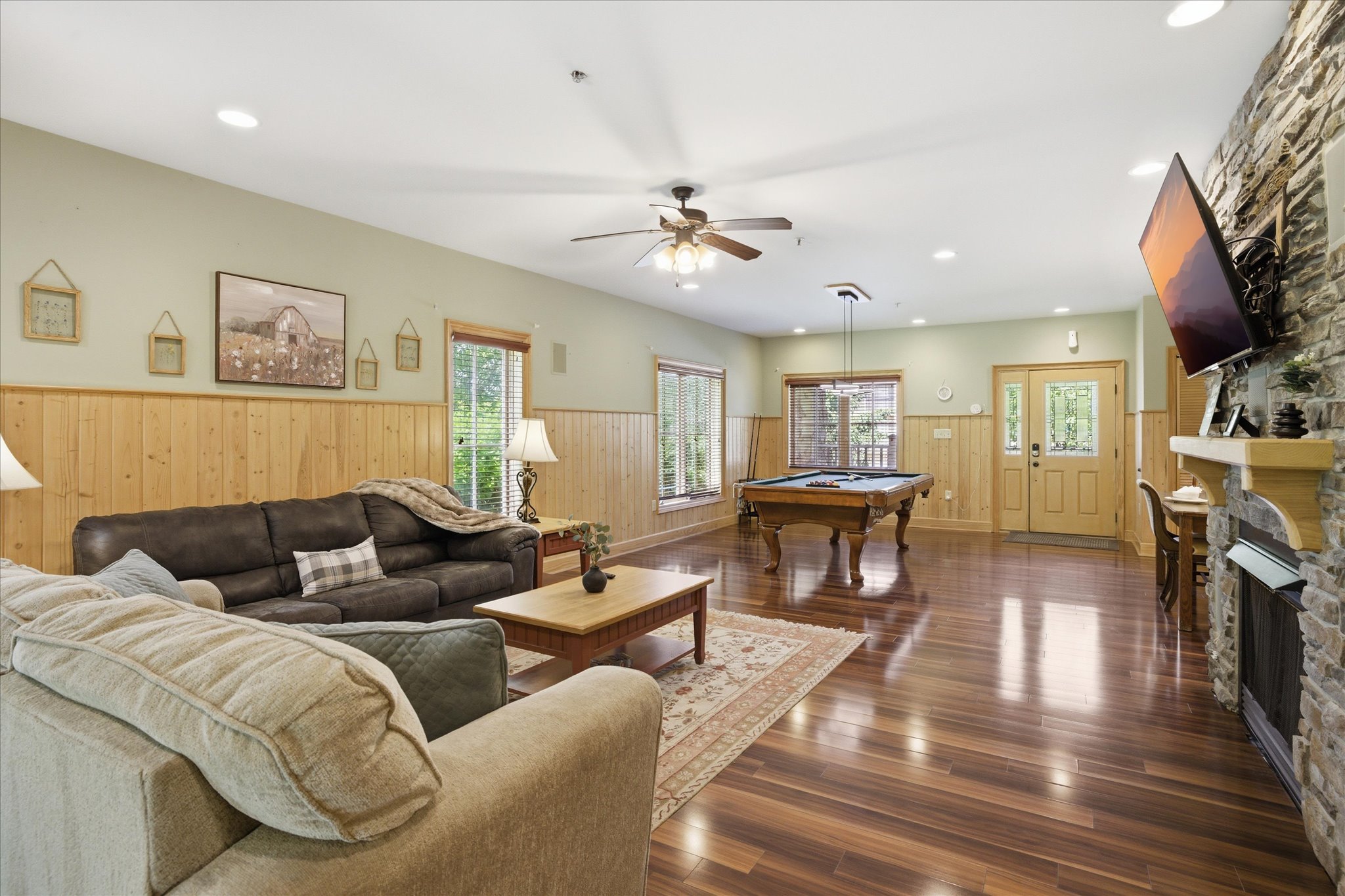 Step inside and take in the open, spacious layout with the pool table and living area all in view, creating an easy flow for your stay. With single-level entry, everything is conveniently accessible from the moment you walk in.