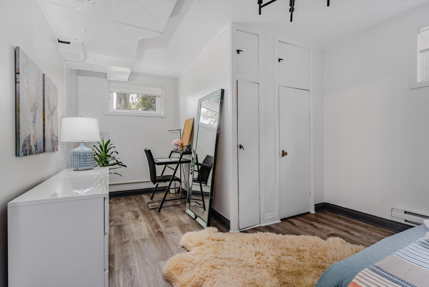 Basement workspace and dresser — ideal for longer stays