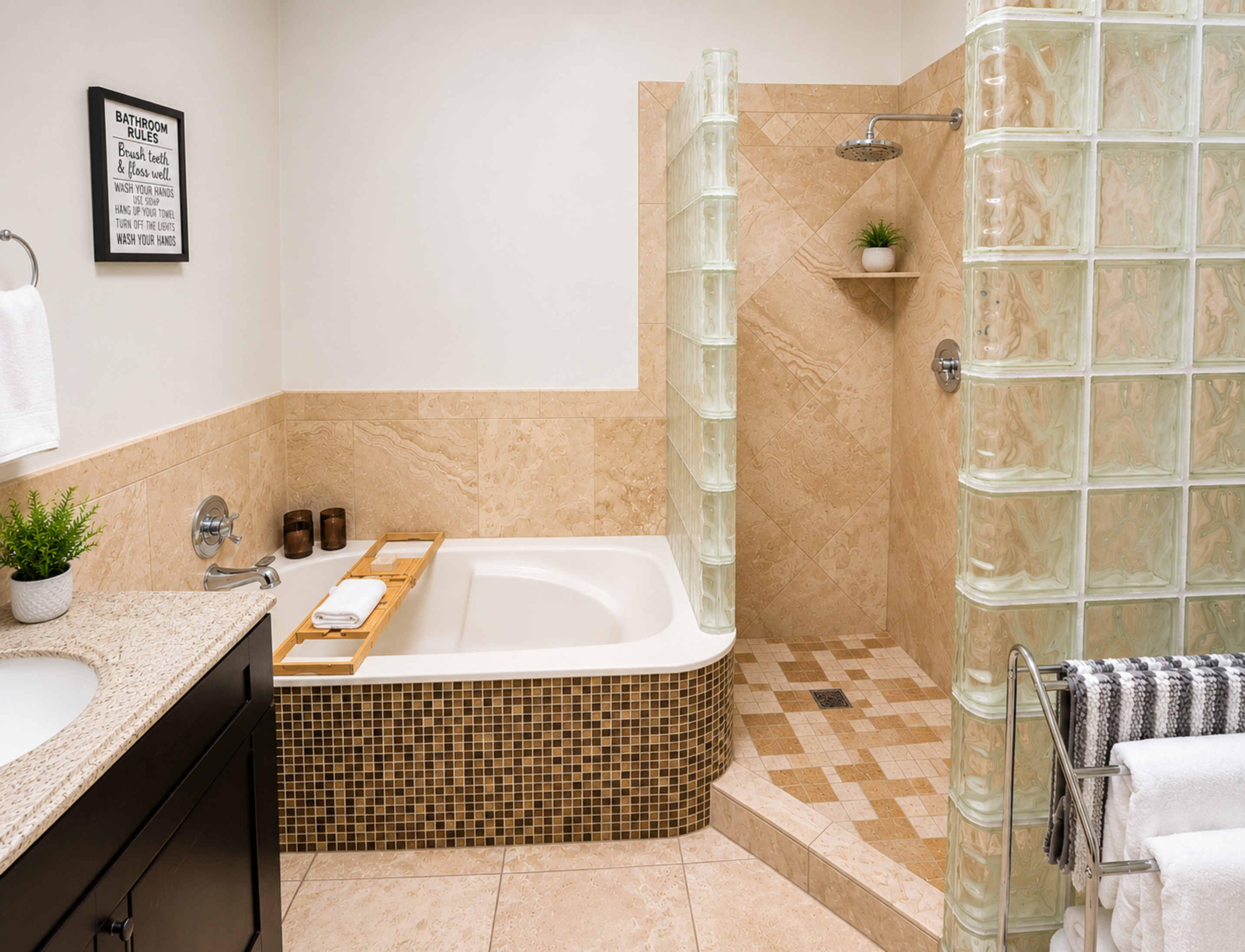 Beautiful spa quality shower and bath. The choice is yours.