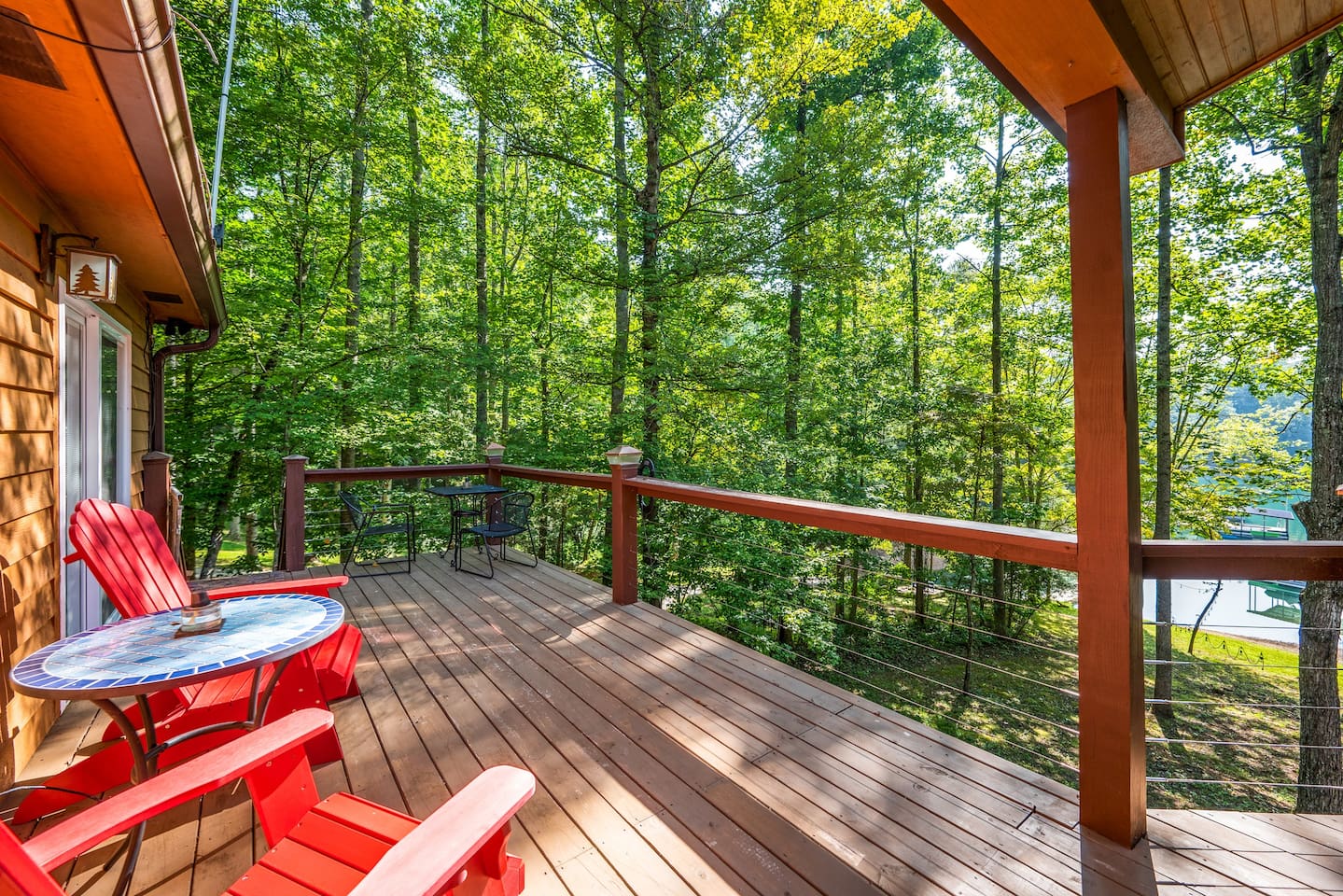 Exterior seating on upper deck outside of master suite