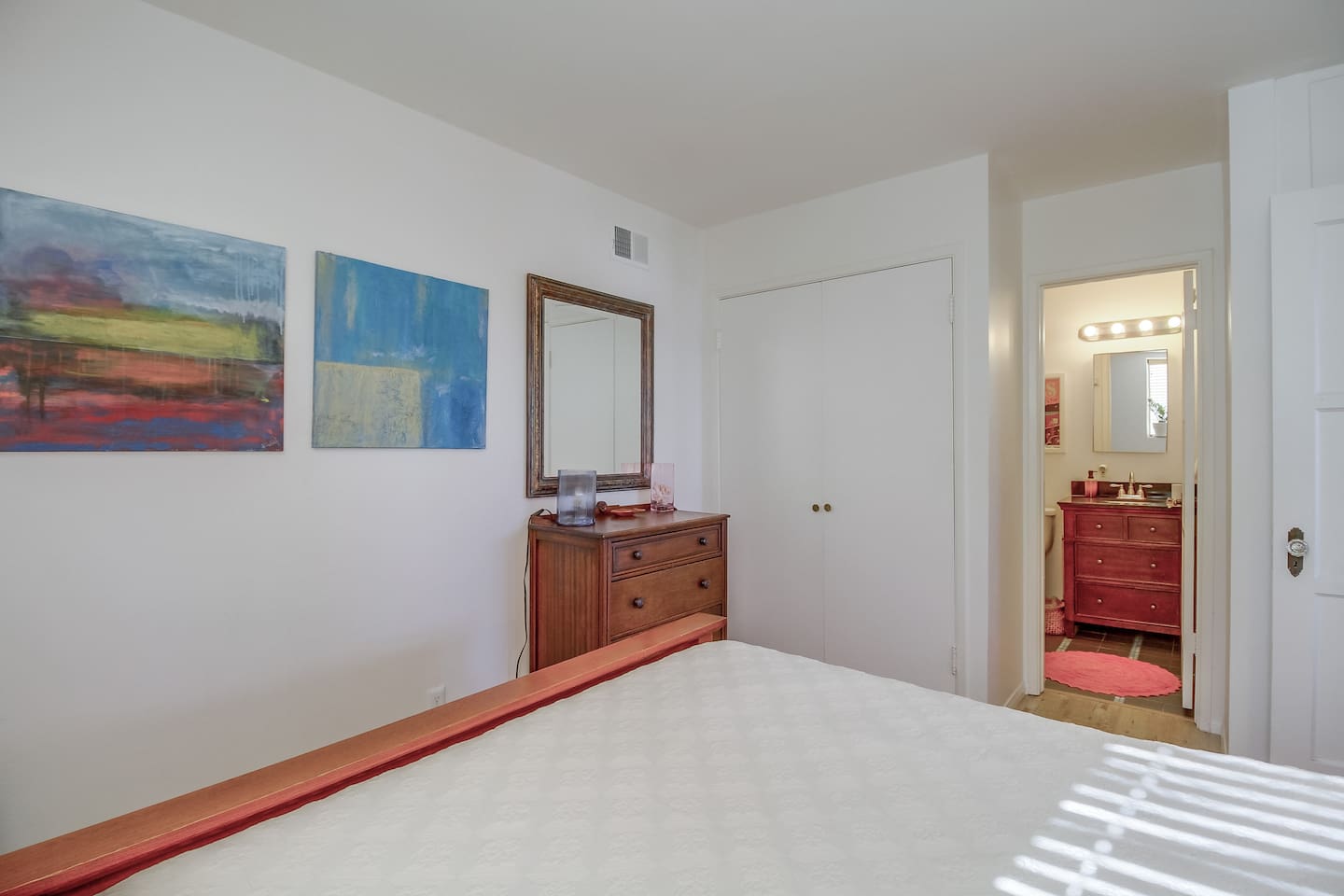 Your bathroom is a few steps away.   Also, a closet to hang your clothes and store your suitcases