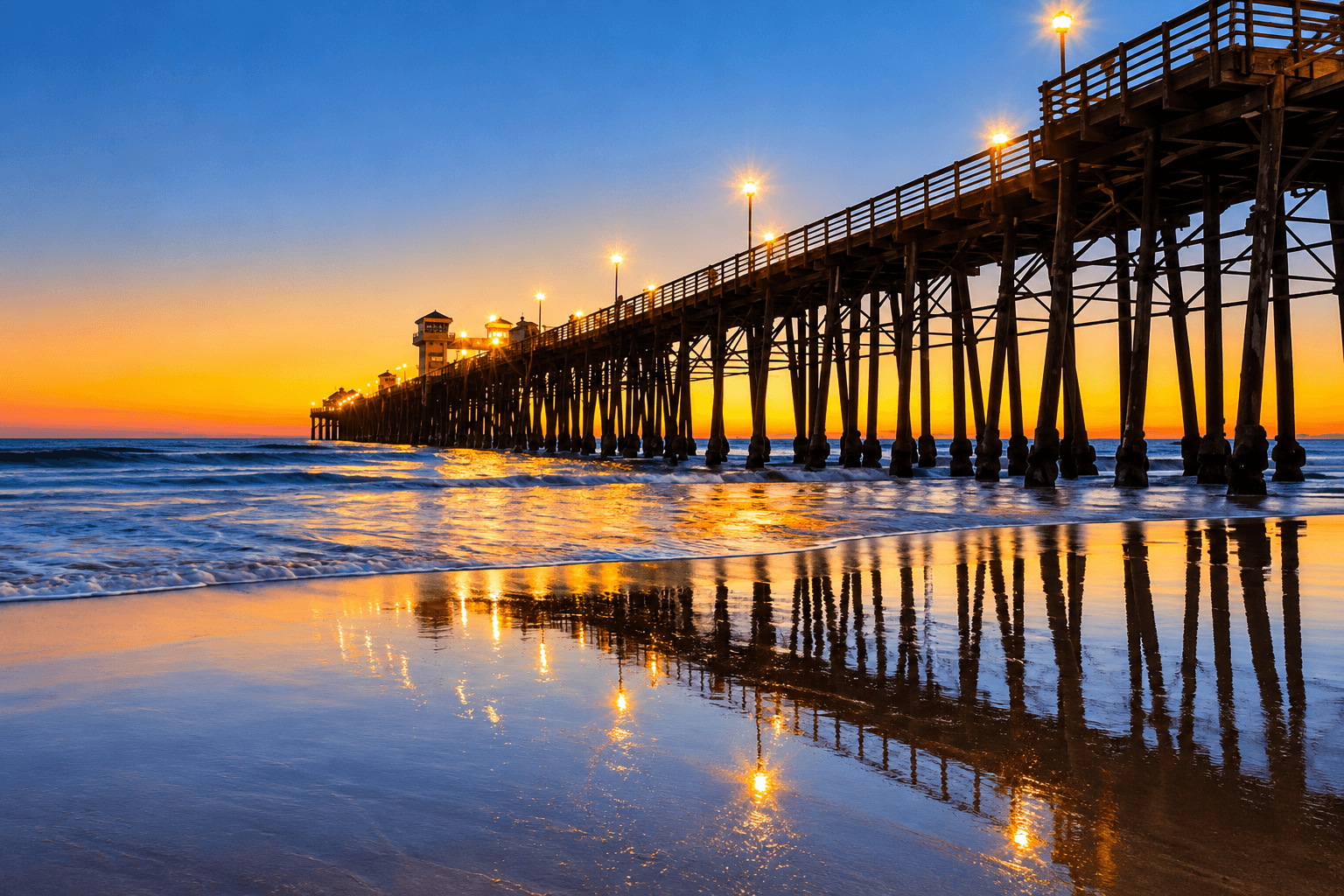 Walk along the beach to Oceanside Pier for fishing or ice cream