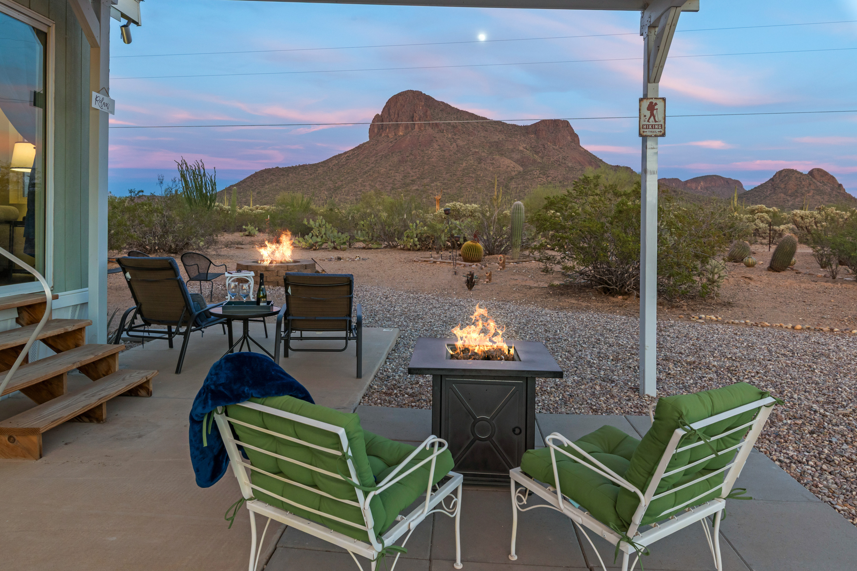 Relax by the propane fire table or the fire pit and take in the breathtaking mountain views.