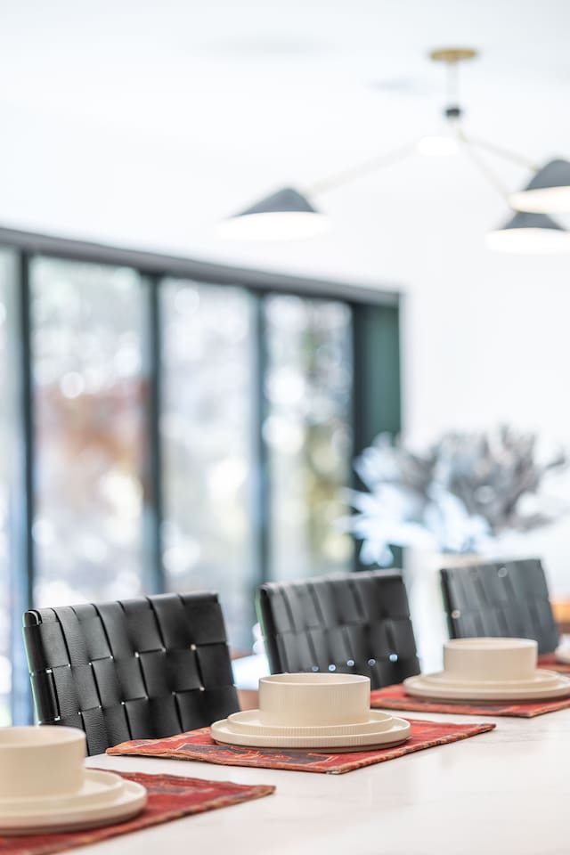 Breakfast bar dining for four. 