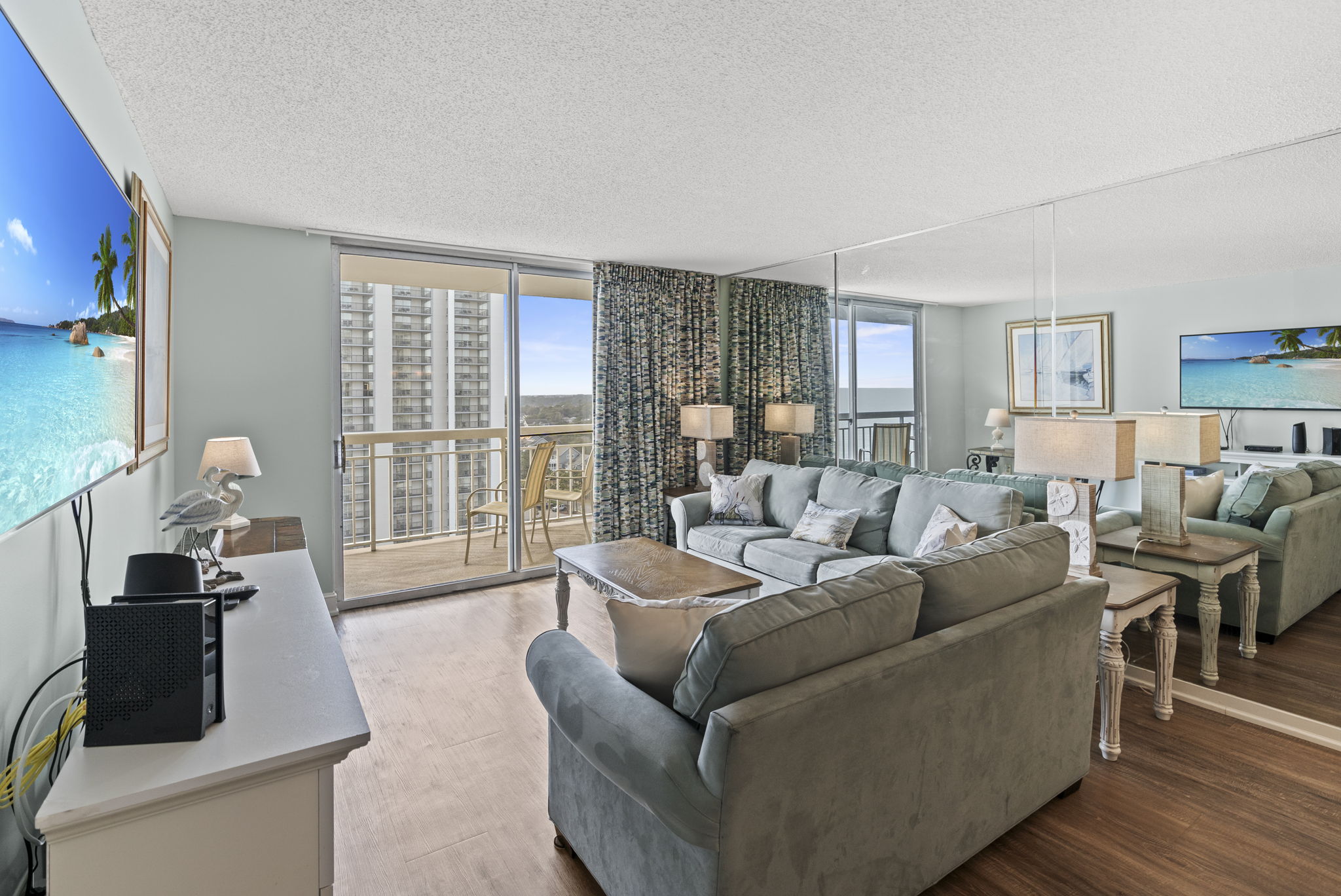 Oceanfront Living Room with access to balcony