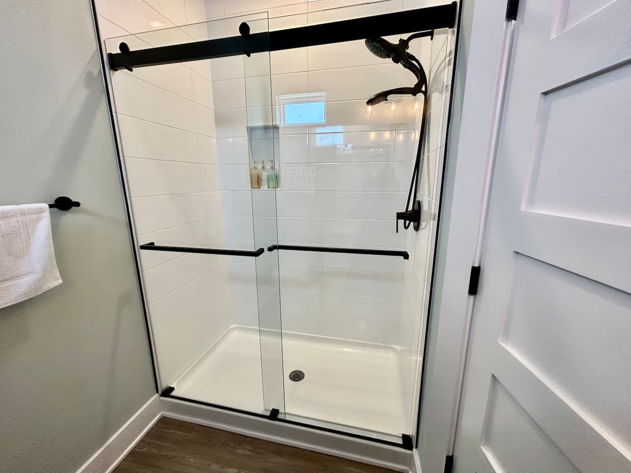 Walk in Shower in Bedroom 1