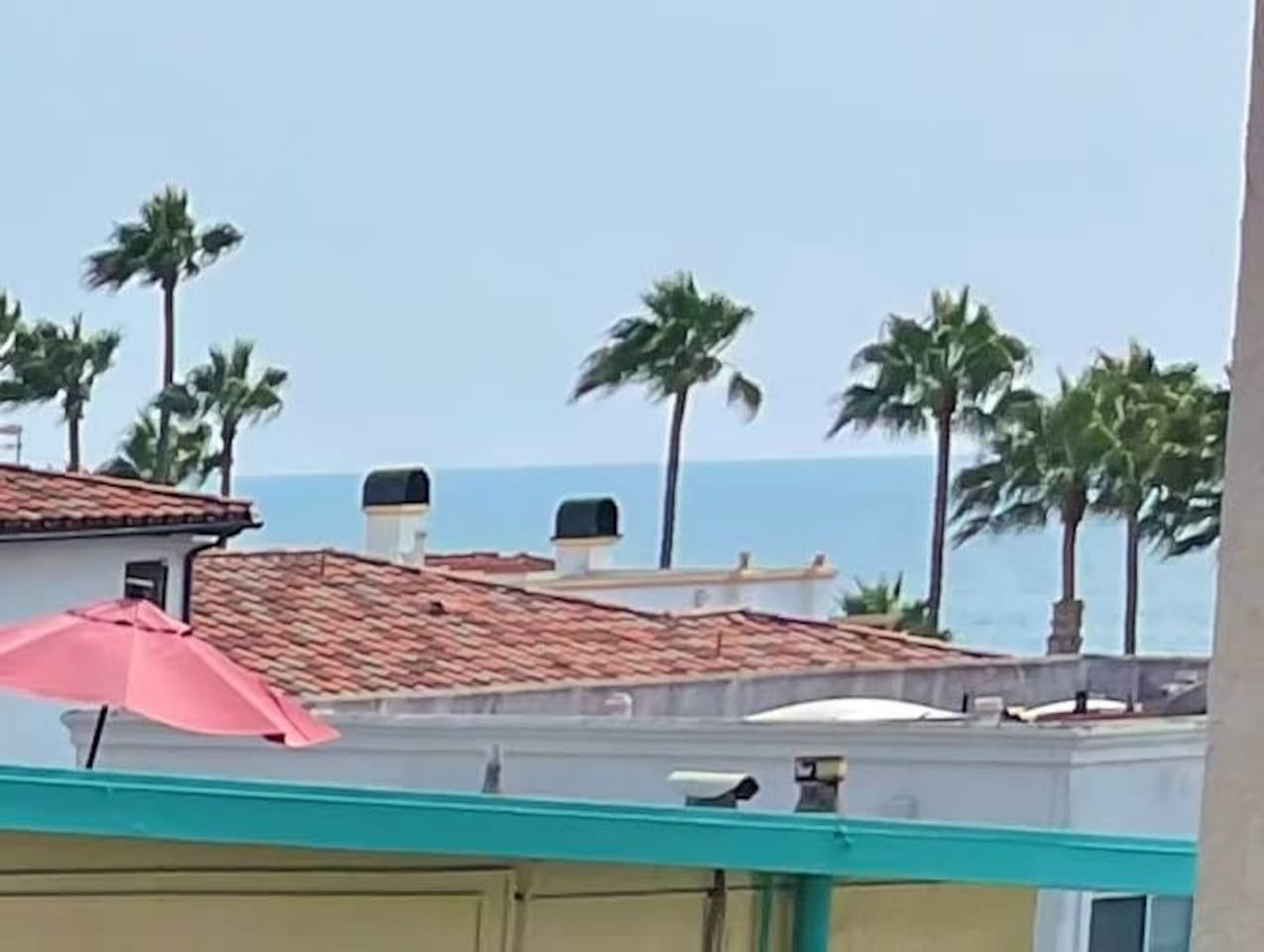 Peek-a-boo ocean view (this is zoomed in) from balcony