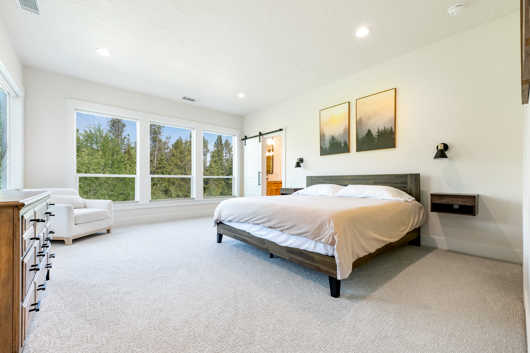 Awake to stunning views with our motorized shades.