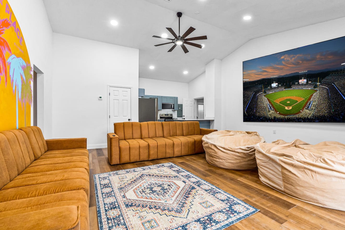 Game Room with 150-inch Screen open to Heated Salt Water Pool 