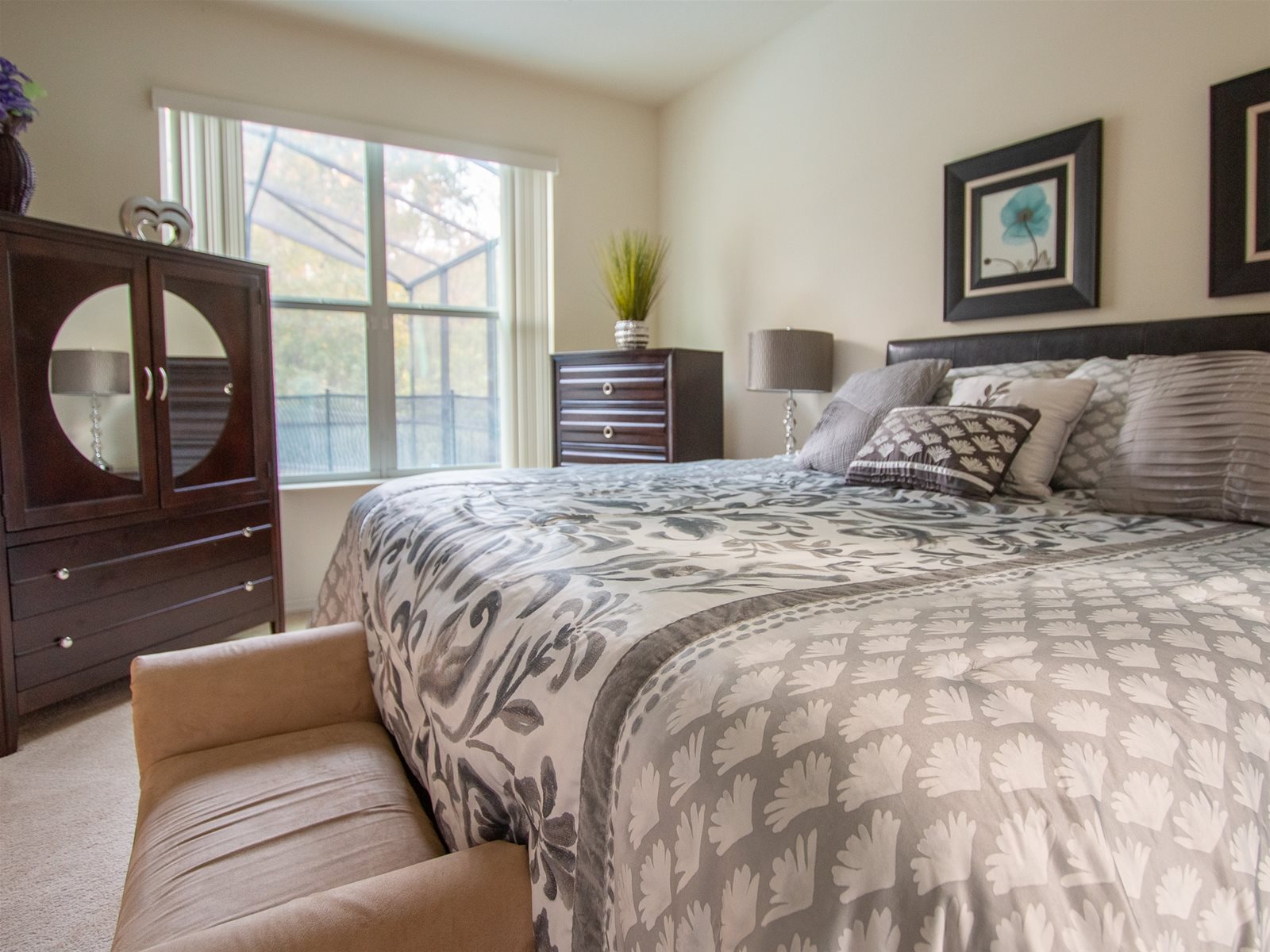 Master Bed, TV in every bedroom!