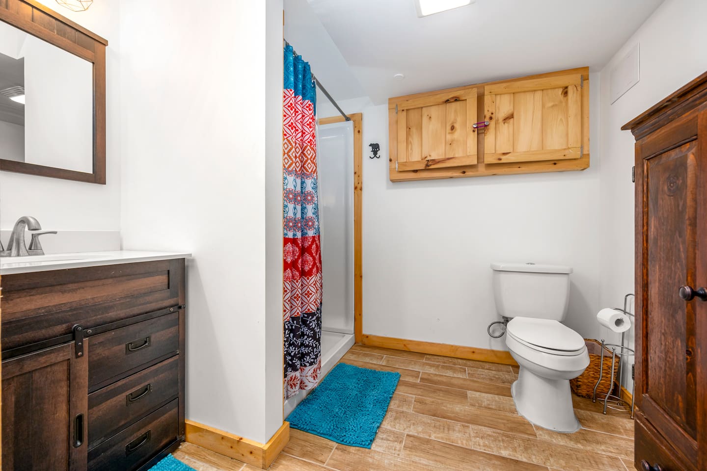 Bathroom #4 located on the lower level of the cabin full bathroom