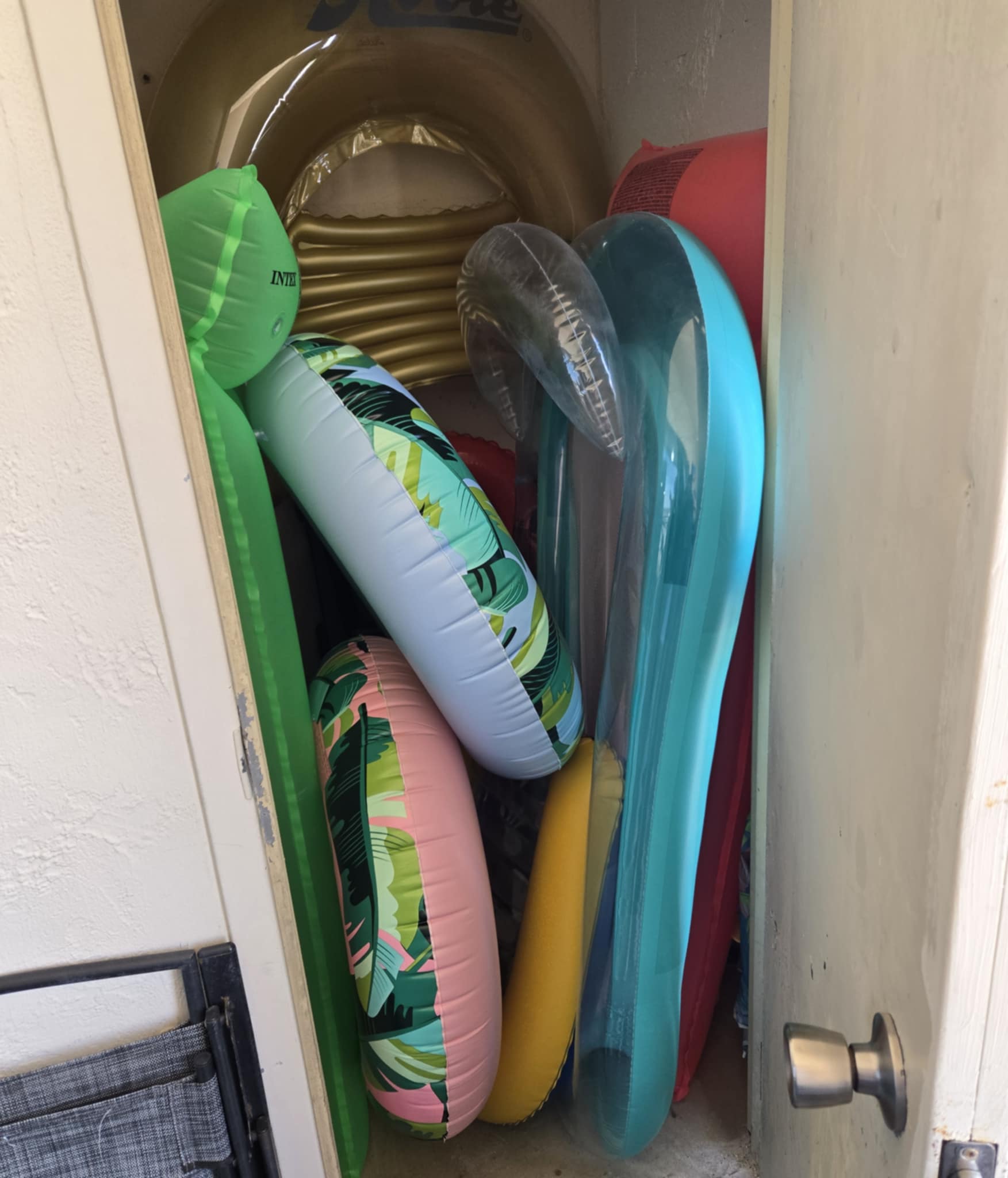Beach/Pool Floats in Balcony Closet