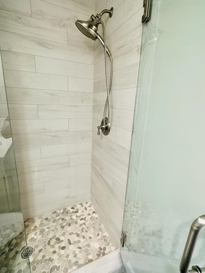 Tiled walk-in shower