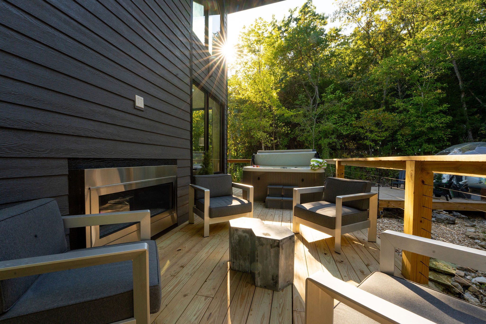 Unwind on the deck with nothing but trees, sky, and fresh air