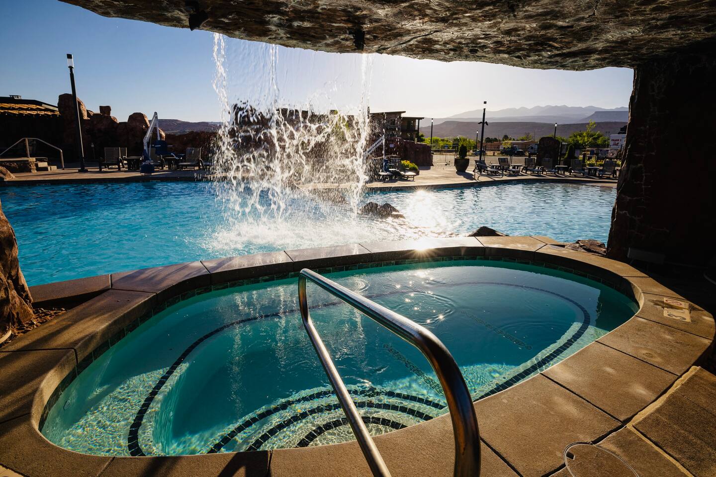 Relax in the hot tub after an long day of outdoor adventure.