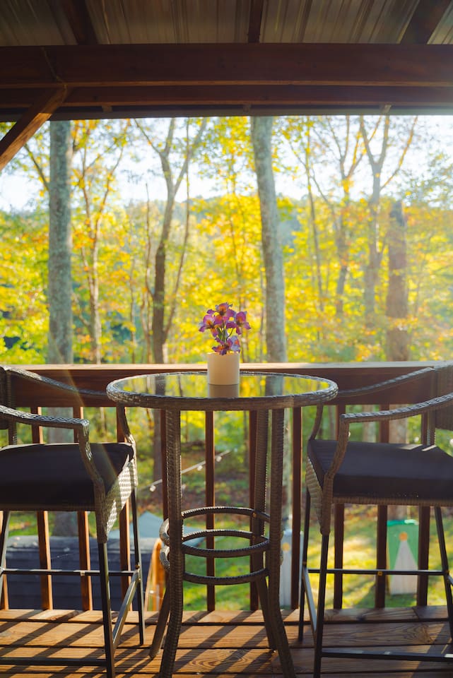 Enjoy a peaceful moments, taking in the fall colors and tranquil forest views.