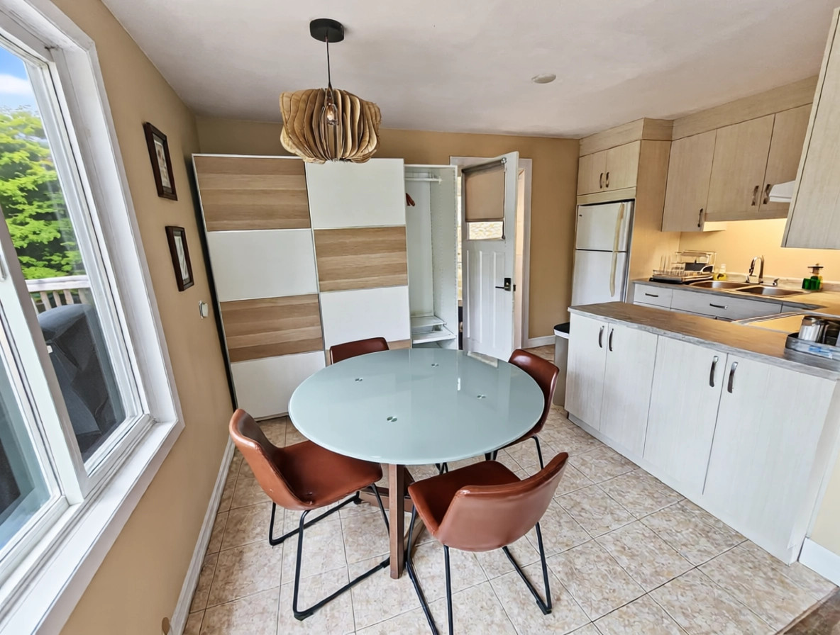Dining room area with storage closet