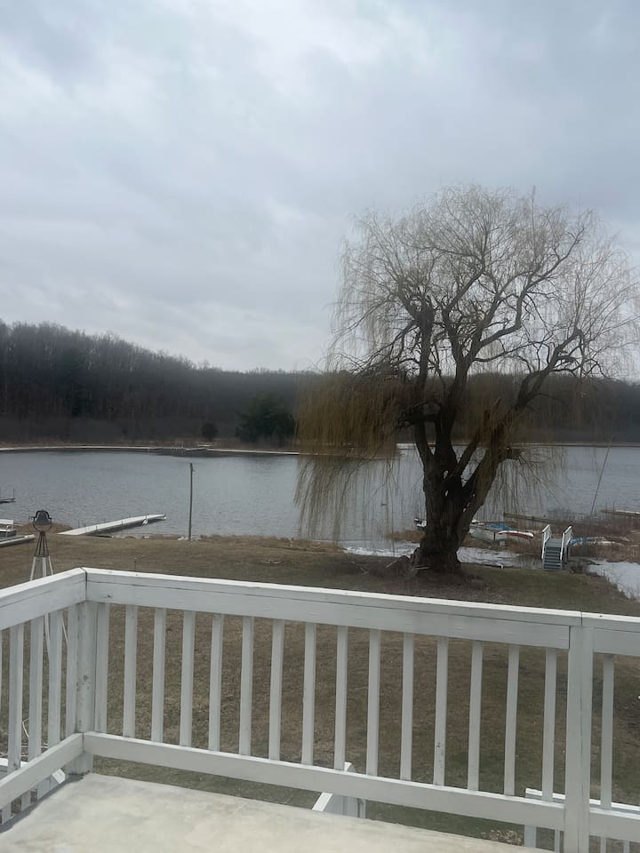 Winter view as the ice has just melted from the lake. 