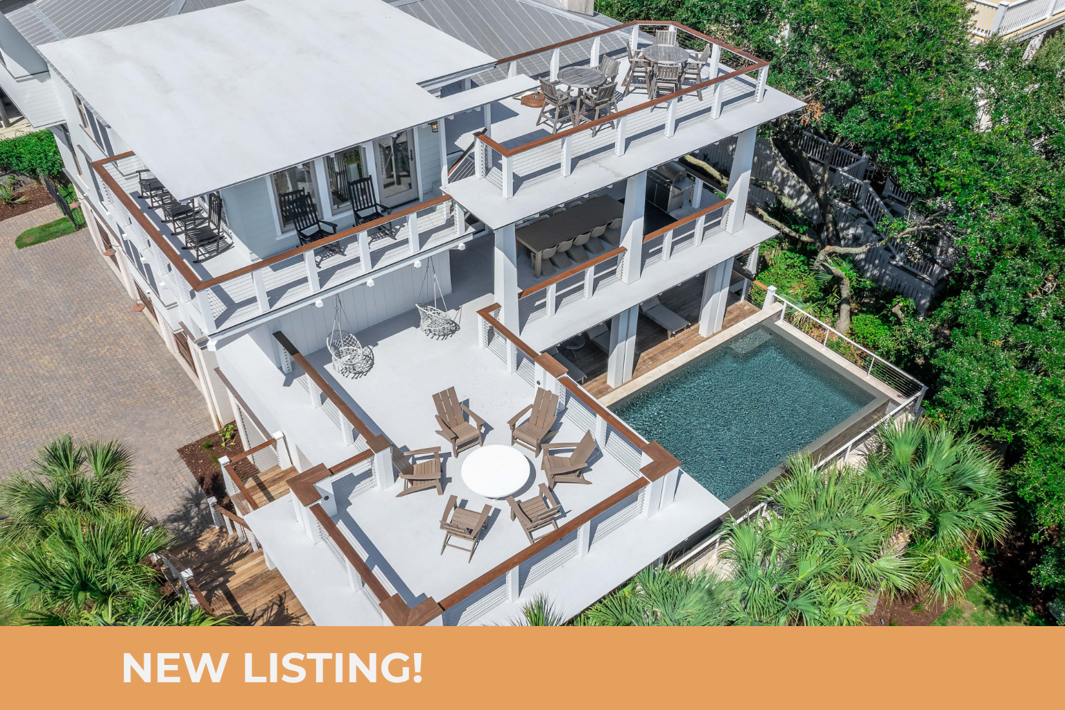 Aerial view of numerous decks Shore Thing | 4001 Palm Blvd | Isle of Palms, SC | IOP Escapes